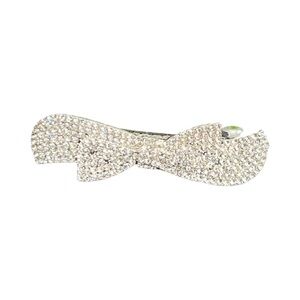 Sparkling Silver Rhinestone Bow Hair Clip